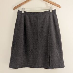Wanko Charcoal Wool Blend Pencil Skirt Size 38 US 6 Front Slit Career Business